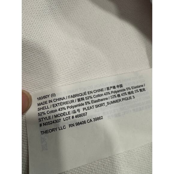 Theory Womens Summer Pique Pleated Mini Skirt Size 0 White Knit A-Line High Rise - Picture 6 of 8